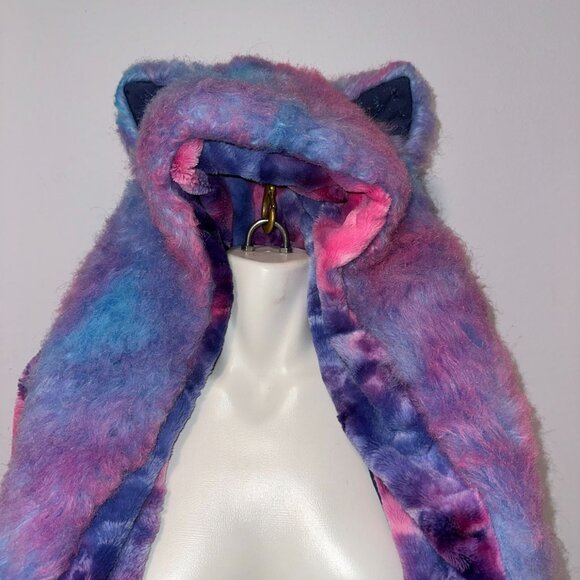 Spirit Hoods Cotton Candy Faux Fur Jacket Ears Hooded Womens Small Rave Club - Picture 10 of 11